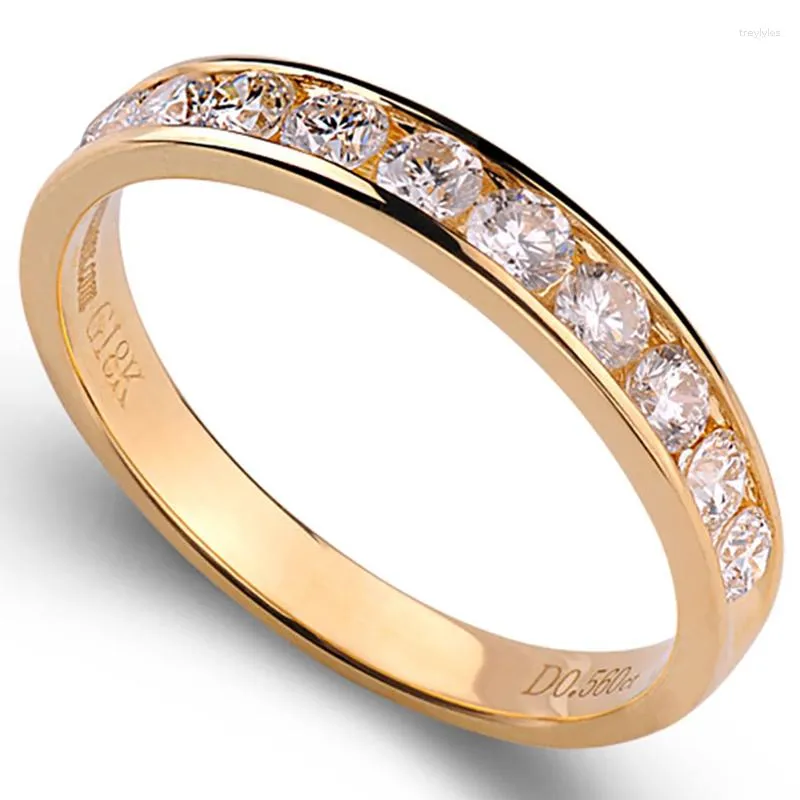 Klusterringar 18k AU750 gul guldring kvinnor bröllopsdag engagemang parti runda moissanite diamant elegant romantisk trendig
