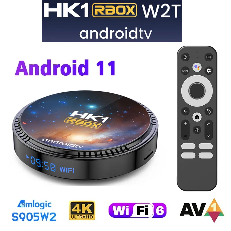 HK1 RBOX W2T Akıllı TV Kutusu Android 11 ATV Amlogic S905W2 4GB 32GB 64GB 2.4G/5G Çift WiFi 4K HD Av1 BT Medya Oyuncu Tvbox