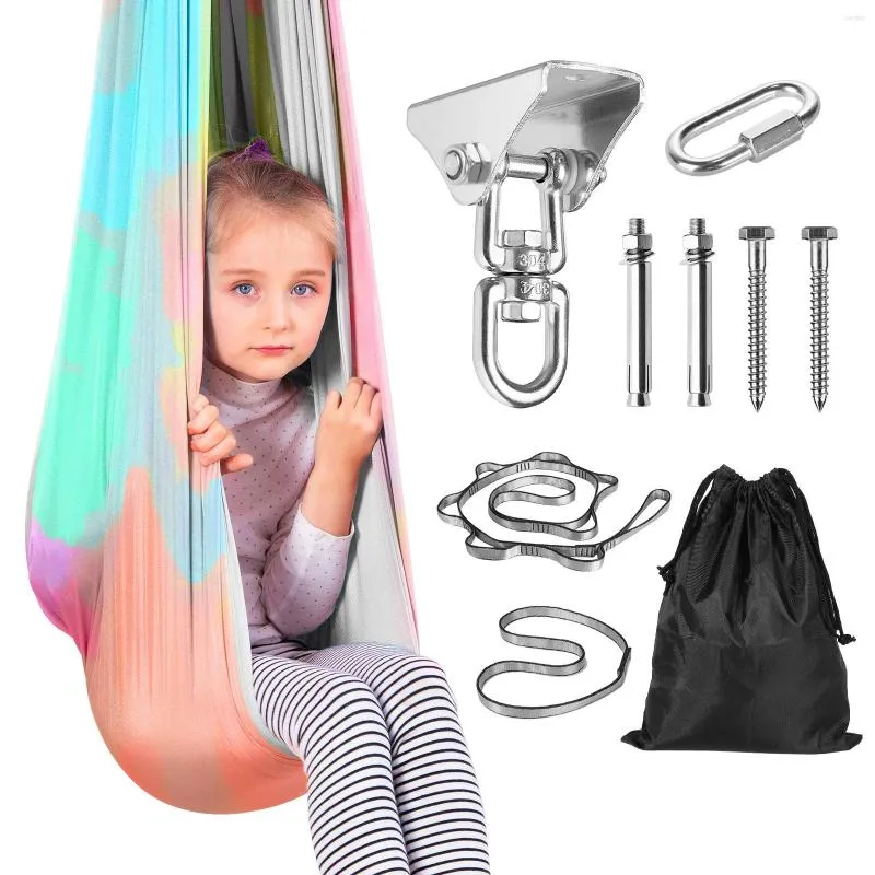 Camp Furniture Sensory Swing 360 ° Swivel Hanger Dubbelskikt inomhus utomhus för barn som hänger podstol hjälper till med störningar