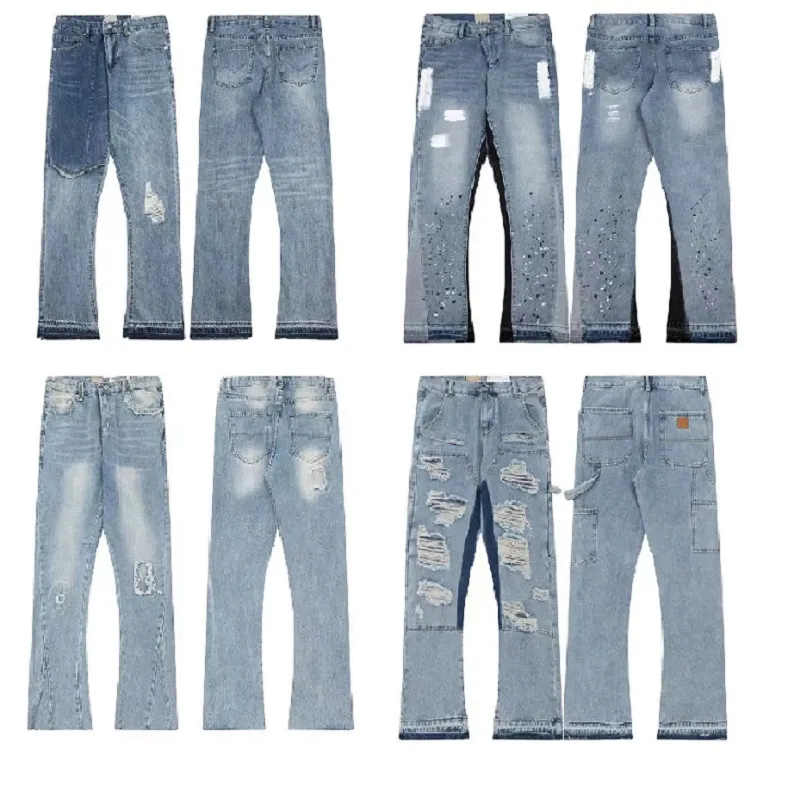 Designer jeans designer byxor rippade jeans män enkla grund jeans för män kvinnor mode retro street bär lös casual bootcut jeans mens byxor byxor m -2xl