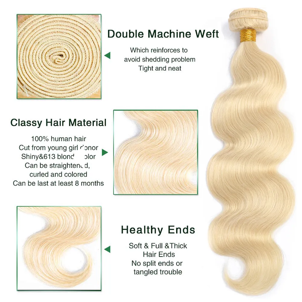 613 Blonde Human Hair Bundles Brazilian Honey Blonde Bundles 28 30 Inch Body Wave Bundles Remy Hair Extensions