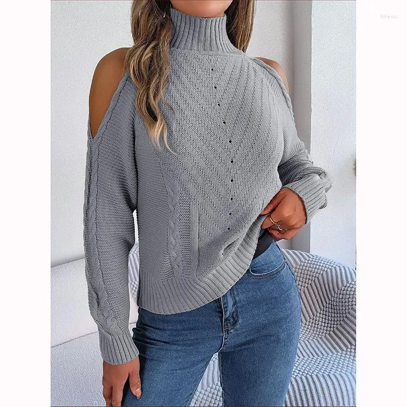 2023 Womens Off Shoulder Cold Shoulder Turtleneck Sweater Sweater