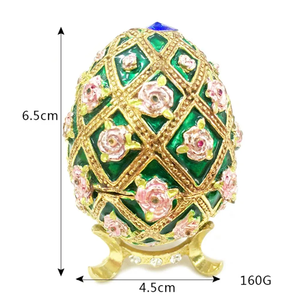 Prettyia Diamante Craft Jewelry Trinket Box Rose Green Egg Christmas Wedding