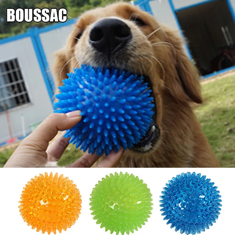 Jouets pour chiens à mâcher Pet Cat Puppy Sounding Toy Polka Squeaky Tooth Cleaning Ball TPR Formation Dents Chewing Thorn Balls Accessoires 230818