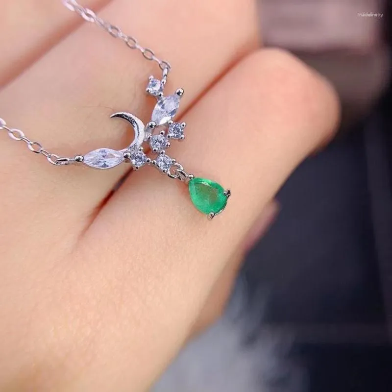 Natural Emerald Green Pendant Necklace With Certificate 925 Pure