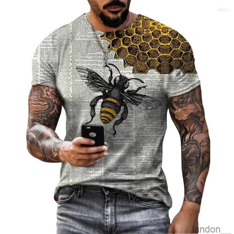 Herren-T-Shirts Sommer T-Shirt Lustige Bienen 3D-Druckhemd Street Persönlichkeit O-Neck kurzärmelig Hip-Hop Insekt hochwertige Kleidung