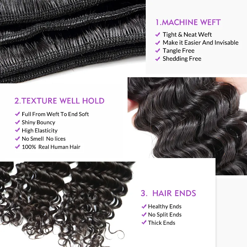 Loose Deep Wave 36 38 40 Inch 3 4 Human Hair Bundles Brazilian Remy Hair 100% Weaves Water Curly Bundles Extensions