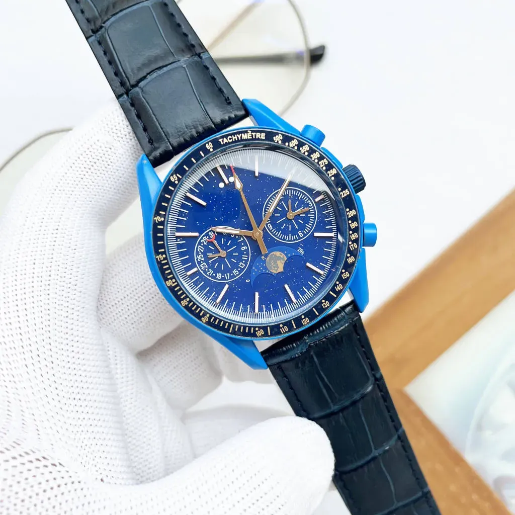 AA-Uhr, automatische Quarz-Herrenuhr, 42 mm, silbernes Armband, Chronografenfunktionen, Edelstahl-Markenuhr, Armband, modische Designer-Armbanduhr