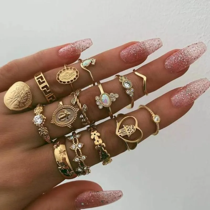 Eheringe Boho Knucklesrings für Frauen im Vintage -Stil Qualität Paar Party Schmuck Mädchen Stimmungsgeschenke Halloween Accessoires Großhandel