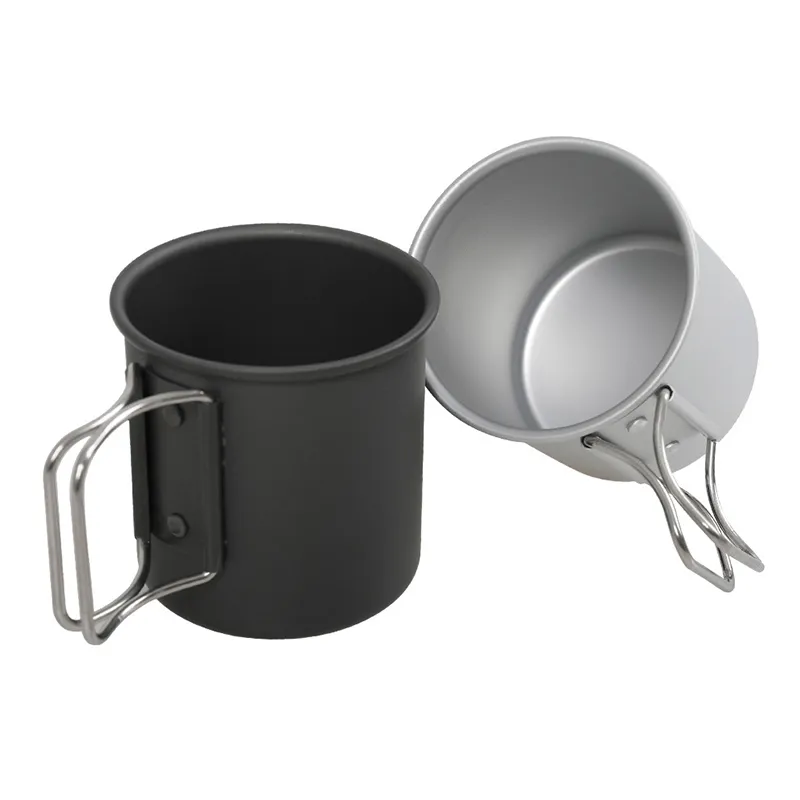 300 ml/10 oz aluminium legering camping koffie mok lichtgewicht backpacken cup opvouwbare handgreep buiten wandelpicknick open vuur koken hw0074