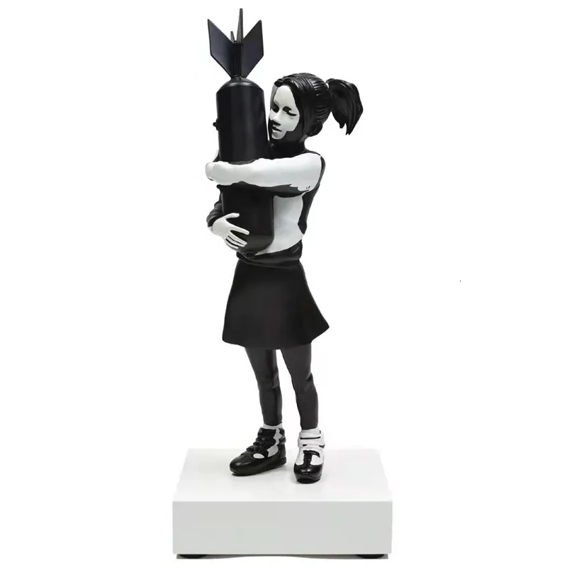 Decorative Objects Figurines Banksy Bomb Girl Modern Sculpture Hugger Statue Resin Table Piece Love England Art House Decor Figure Christmas Gifts 230818