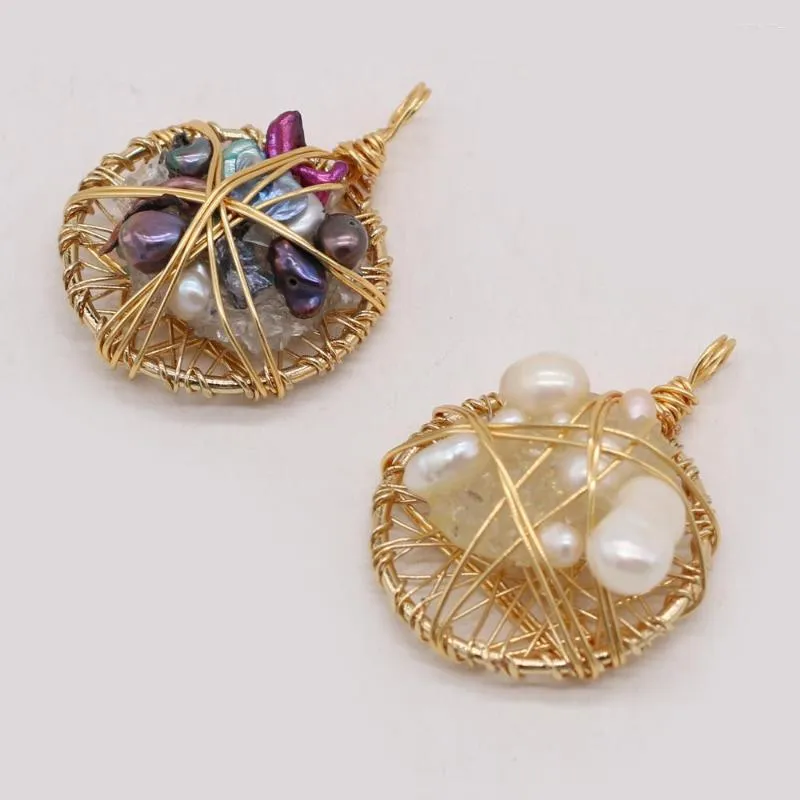 Collares pendientes Piedras semipreciosas naturales Perla redonda Brote de cristal Boutique Fabricación DIY Collar de dijes de moda Joyería