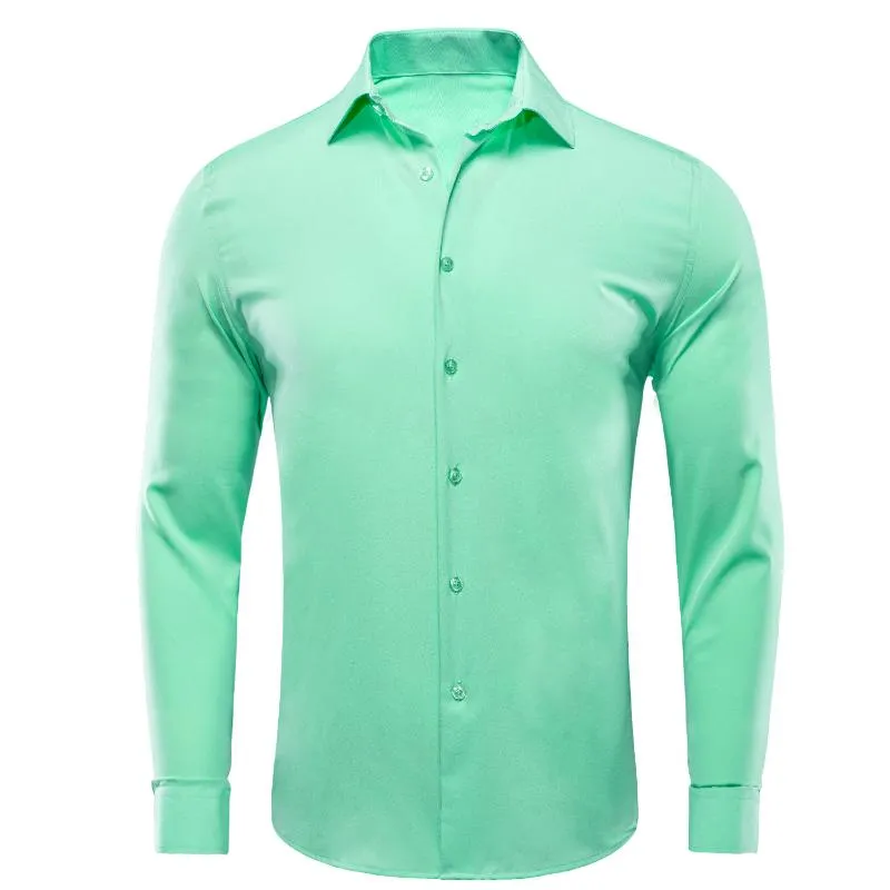 Mens Dress Shirts Hi Tie Silk Mens Mint Grass Teal Green Lapel