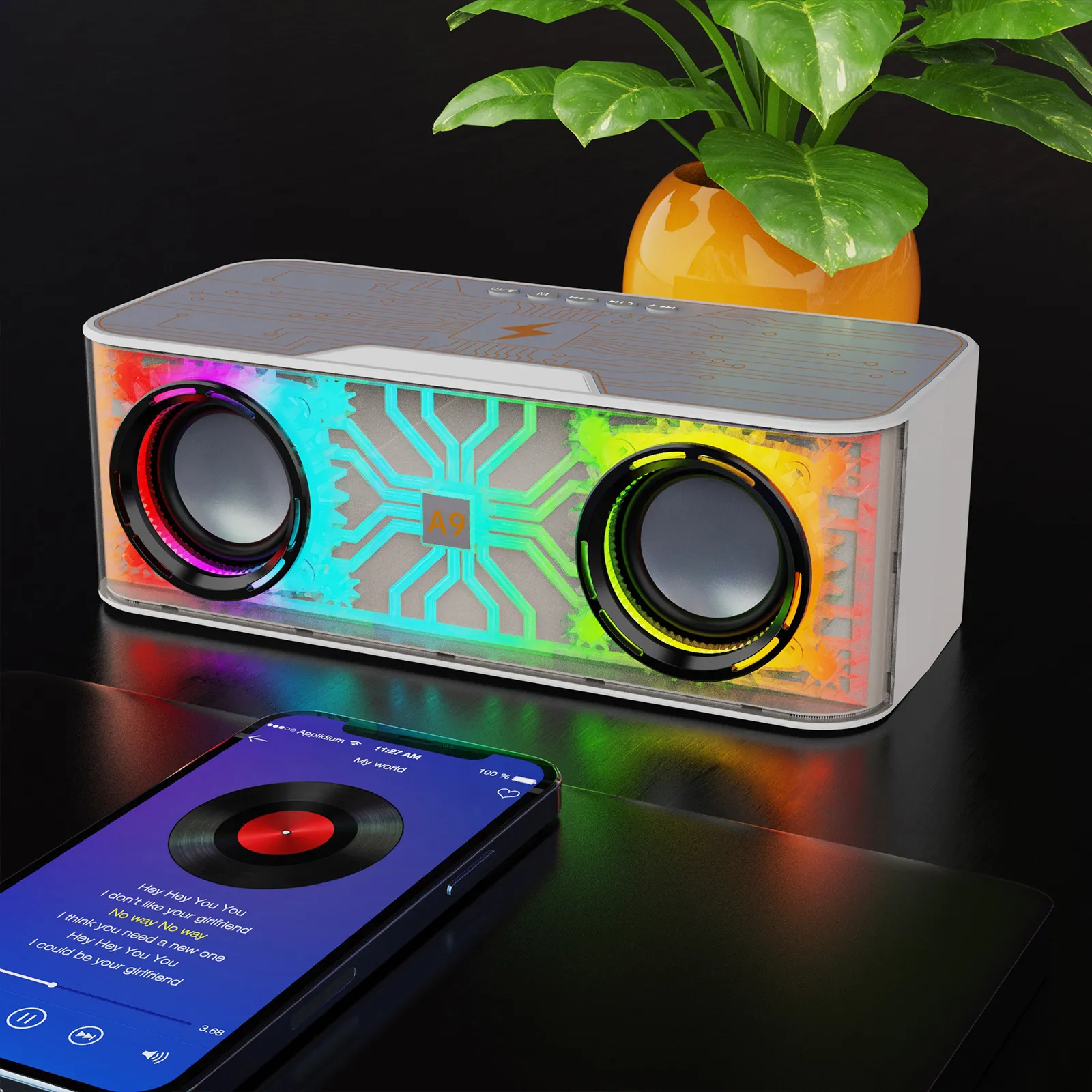 Altoparlante wireless doppio altoparlante da 4 pollici con microfono