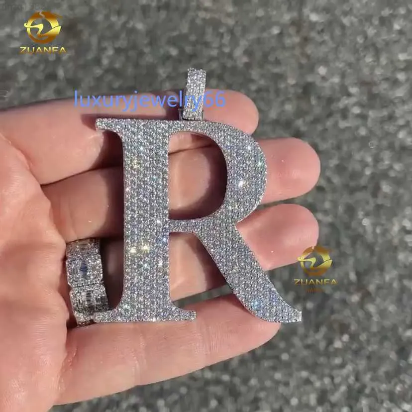 Pendentif glacé personnalisé Moissanite diamant 925 argent Vvs Moissanite lettre collier pendentif Hip Hop bijoux