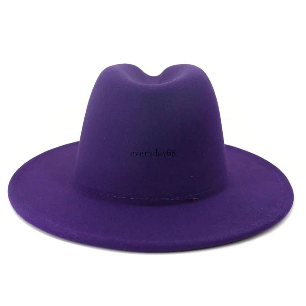 Wide Brim Purple pink Bottom Patchwork Church Derby Top Hat Panama Felt Fedoras Hat for Women Men artificial wool Jazz Cap 2023