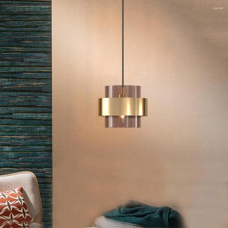 Hanglampen sanmusie indoor led lichten glazen lampenkap borstel messing frame voor woonkamer home loft industrieel decor luminaire