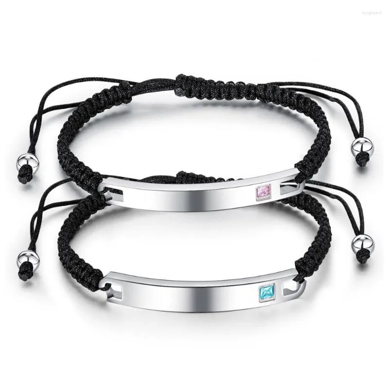 Pulseiras de charme casal casal corda preta pulseiras