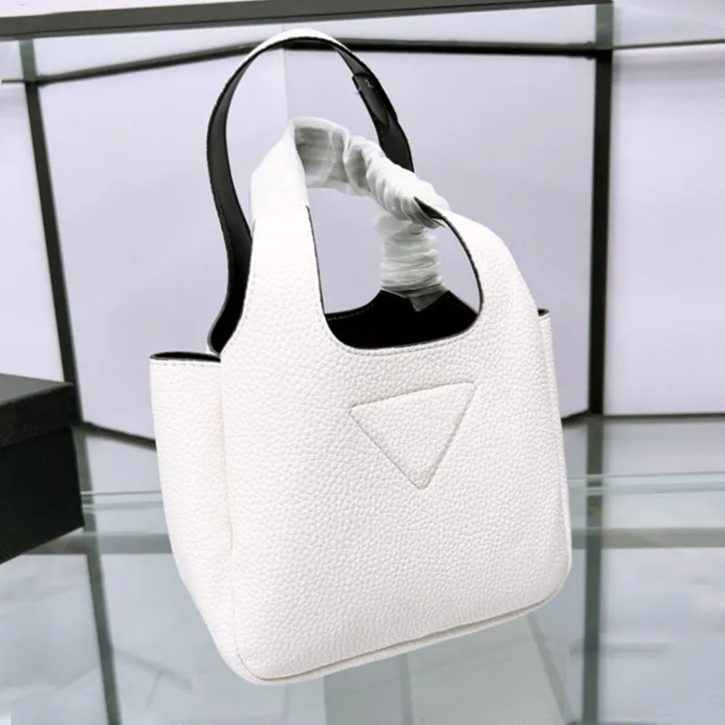 デザイナーバケットバッグ財布女性サッチェルミニハンドルトートバッグ品質ホワイトショルダーバッグソフトレザーメイクアップバッグファッションハンドバッグ磁気バックルレイヤー18*15cm