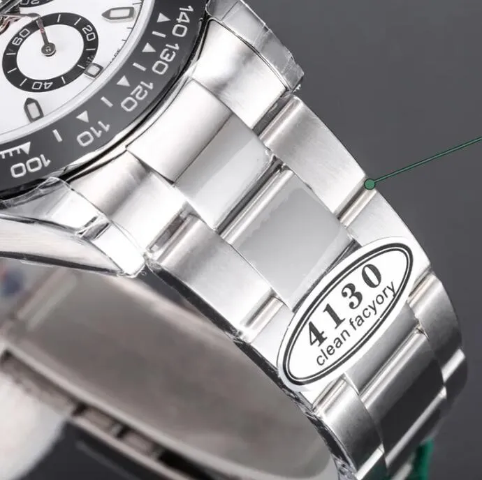 Watch Deluxe Clean 10A Factory Mens SAHIRE Chronograph Watches Céramique Céramic 116500 Modèle 904L STRAPE D'ACIER INOXEM