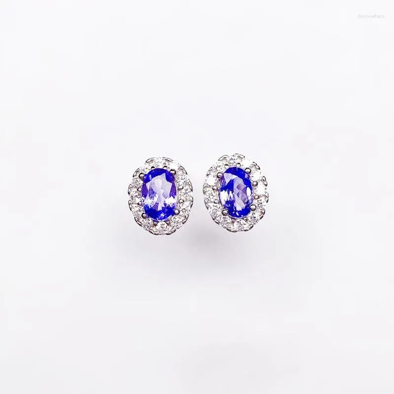 Bolzenohrringe natürliche echte blaue Tansanitohrring 4 6 mm 0.5ct 2pcs Edelstein 925 Sterling Silber Fine Schmuck für Männer oder Frauen x219111