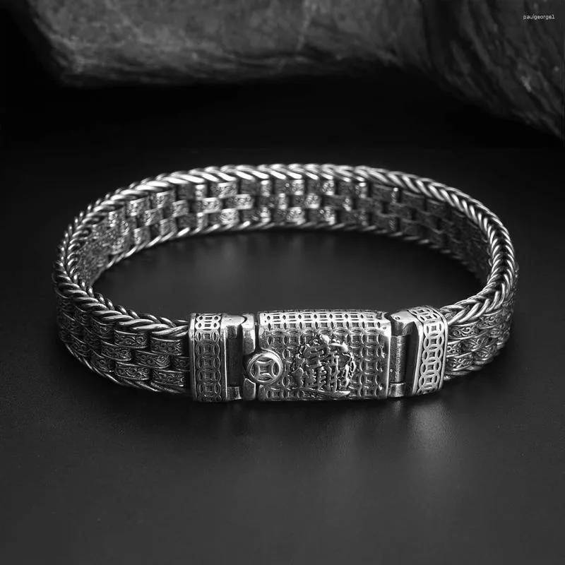 Strand Foyuan Silver Color Handmade Rattan Pattern Man for Man China-Chic National Style Retro Couple Jewelry