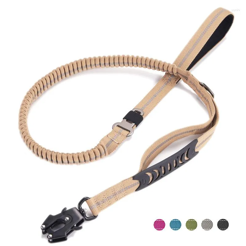Dog Collars Elastic Bungee Leash For Medium Large Dogs Leashes Absorption Two Handles Heavy Duty With Car Safety Clip