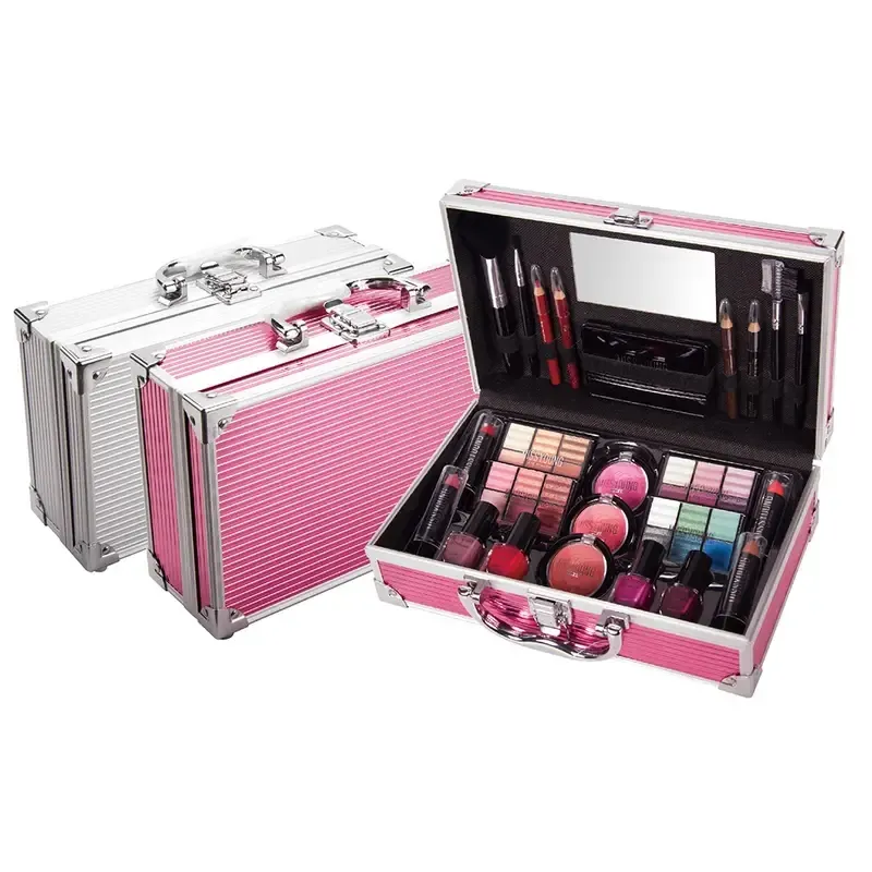 Ensemble de maquillage professionnel tout-en-un avec fard à paupières, rouge à lèvres, vernis à ongles, fard à joues, crayon à sourcils et pinceau de maquillage - Cadeau parfait pour la fête des mères