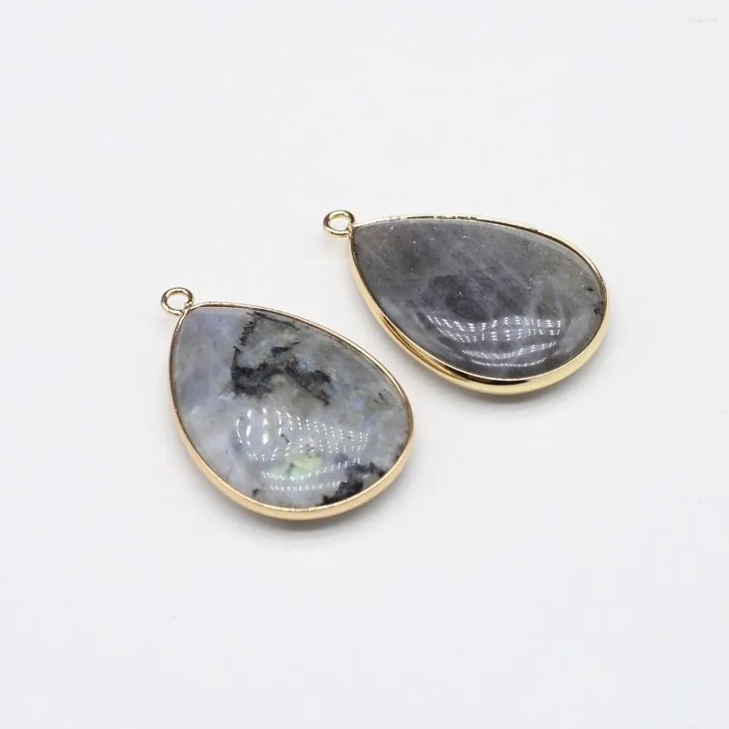 Breloques 25x35mm pendentif en forme de larme pierre naturelle Flash Labradorite pour la fabrication de bijoux fournitures bricolage femmes collier boucles d'oreilles