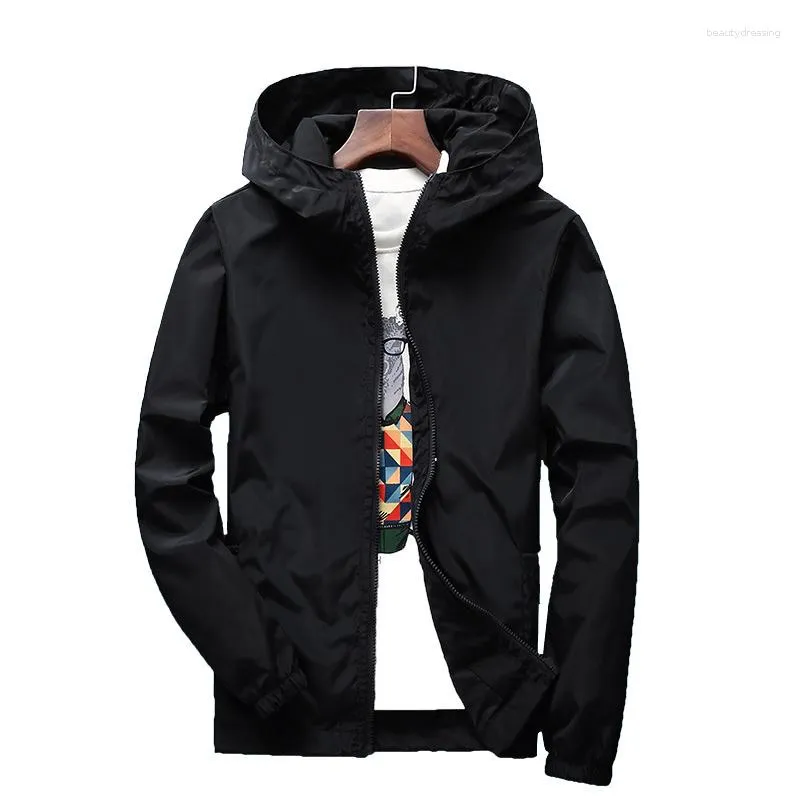 Herrjackor 2023 Spring och Autumn Fashion Solid Loose Windbreaker Jacket