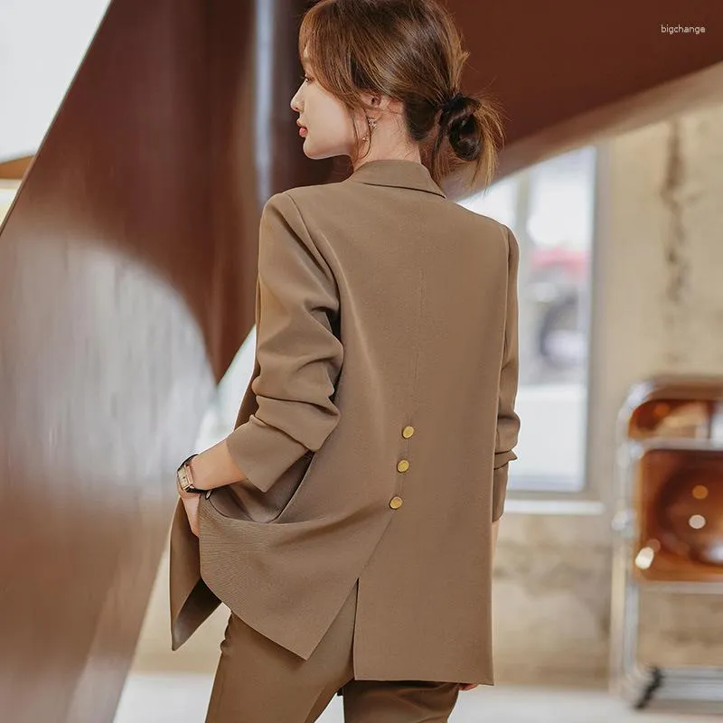 Costumes pour femmes de haute qualité marron petite veste de costume pour les femmes 2023 printemps automne affaires porter des Blazers élégants