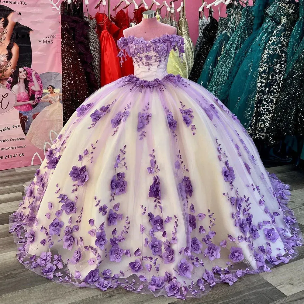 2023 Ivory Fora Do Ombro Quinceanera Vestido De Baile Tulle 15