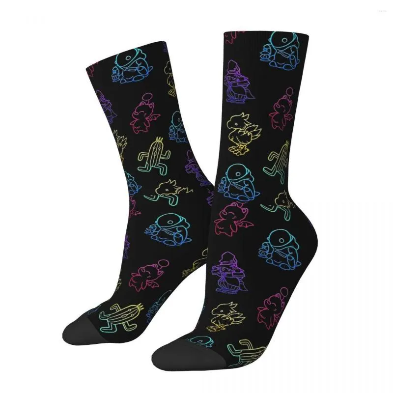 Calcetines de hombre Retro contornos Final Fantasy juego Unisex Harajuku patrón impreso divertido calcetín de tripulación regalo