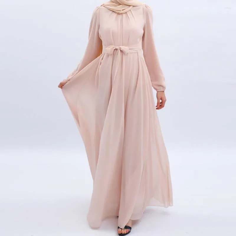 Etniska kläder Kvinnor Chiffon Long Dress Summer Solid Large