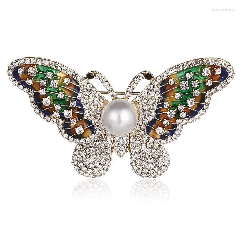 ブローチファッションの絶妙なラインストーン蝶のブローチ女性のための豪華なエレガンスエナメルピン衣料品アクセサリージュエリーギフト