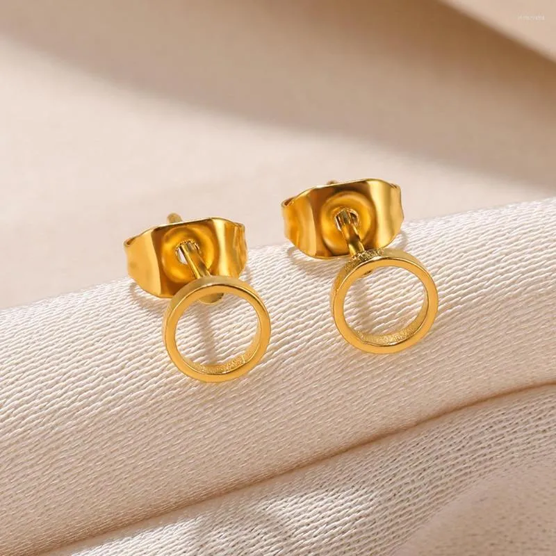 Stud Earrings Gold Color Tiny 5MM Empty Circle For Women Stainless