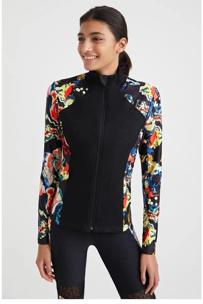 Kadın Ceketler Yabancı Ticaret İspanya Orijinal Tek Moda Baskı Trendi Elastik Uzun Kollu Spor Hırka Hoodie 230818
