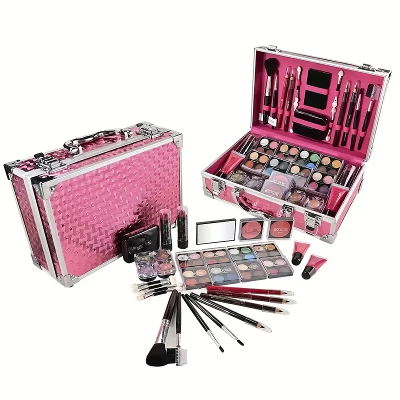 Makeup Presentlåda Set, Eyeshadow Glitter Powder Concealer Lip Liner Eyeliner Pencil Borstar Lipsticks Blushes Cosmetics Set