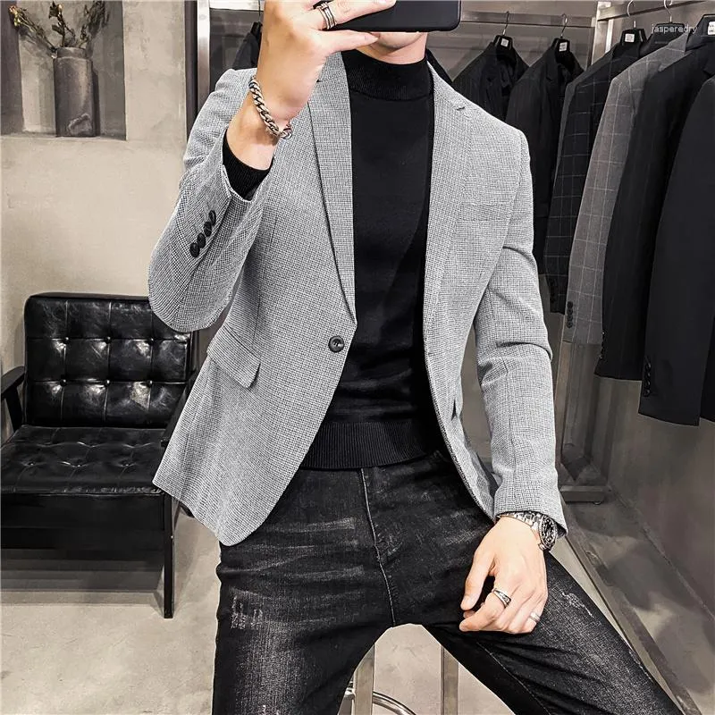 Costumes pour hommes 2023 printemps haute qualité coton affaires Blazers/homme Slim Fit loisirs costume vestes vêtements à carreaux grande taille S-3XL