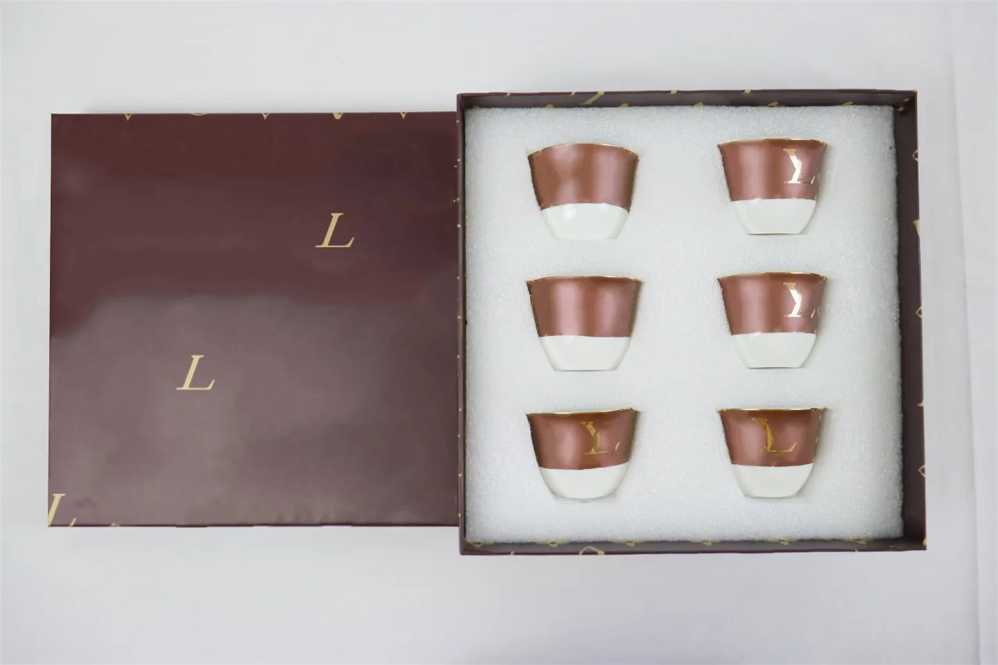 ILIVI Monogram chinaware tasse à thé en porcelaine Set 6 eau tasse à café bouteille en céramique fait à la main édition limitée luxe marque cuir cadeau boîte cadeau de noël