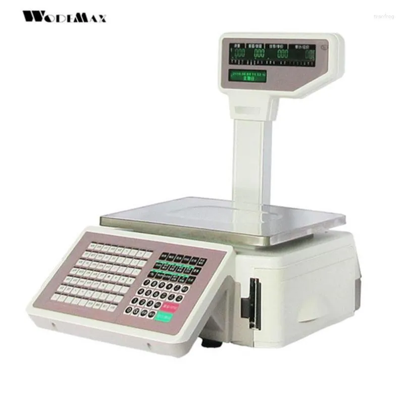 Pos Digital Barcode Label Printing Electronic Weighing Scale 15kg 30kg For Fruits In Supermarket