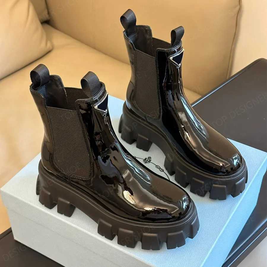Patent leather chunky boots online