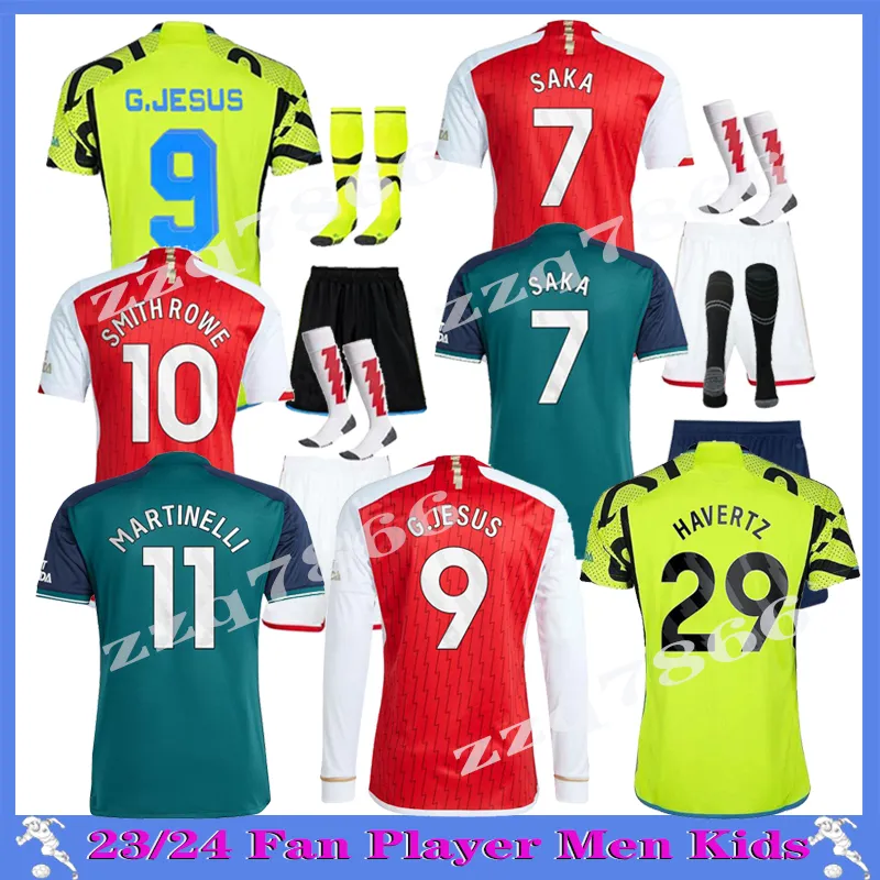 23 24 SMITH ROWE SAKA G.JESUS Fans Player version ODEGAARD NKETIAH 2023 2024 kits de football chemise Hommes Enfants ensembles uniformes S-4XL