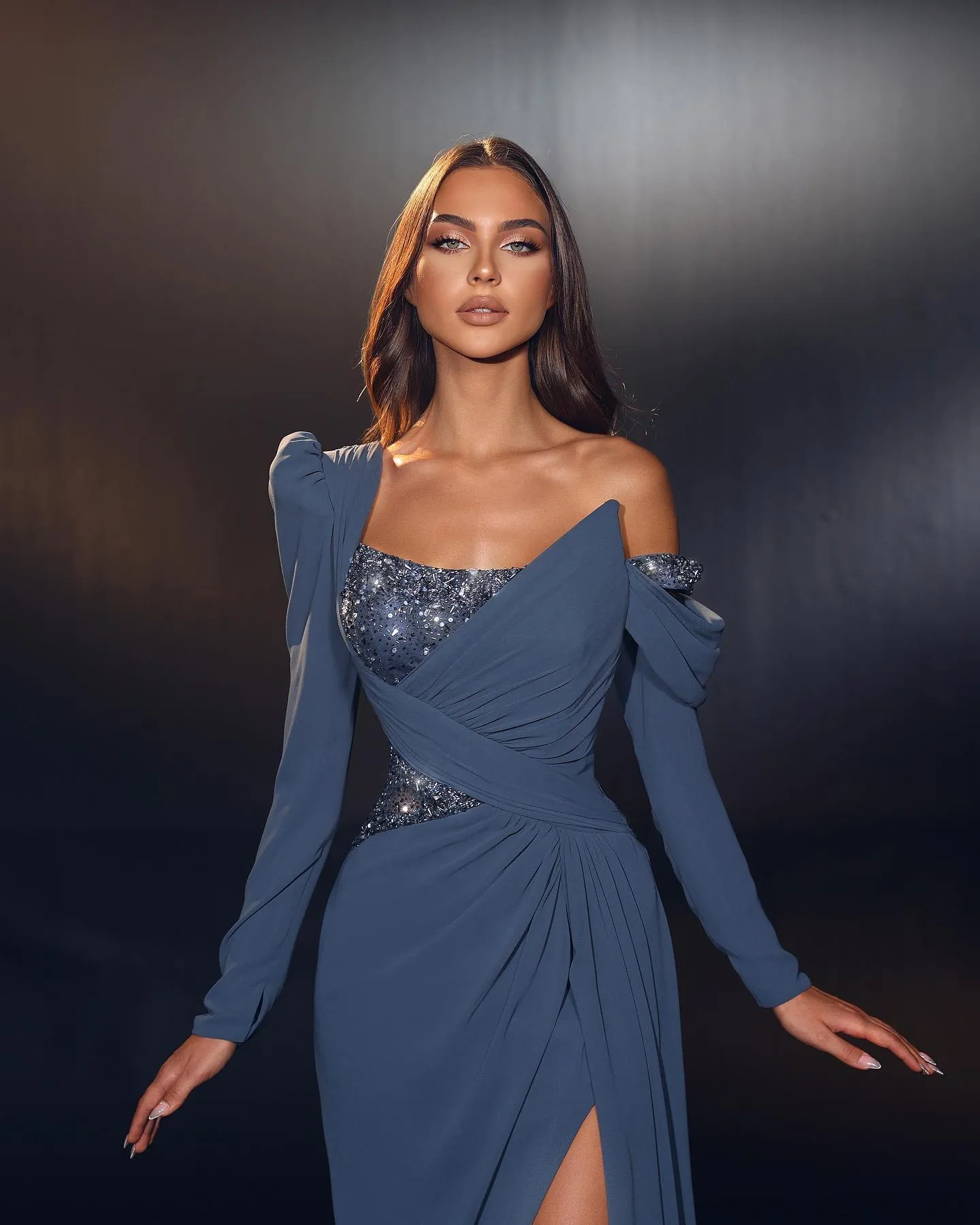 Navy blue top party dresses