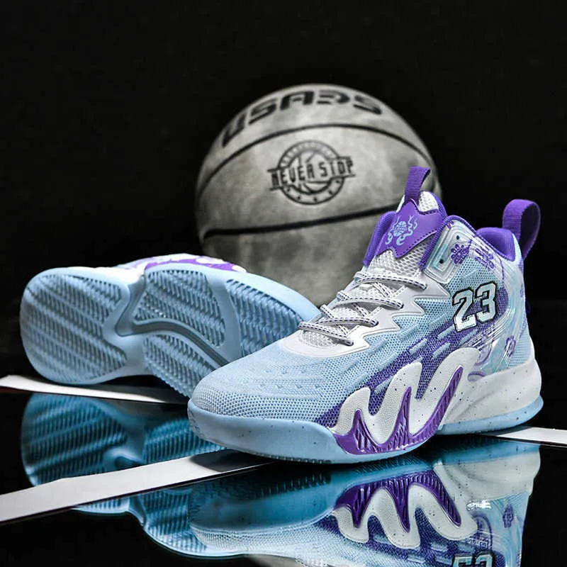 Unisex Mid Cut Basketball Shoes with Leather Mesh Upper and  display picture 3