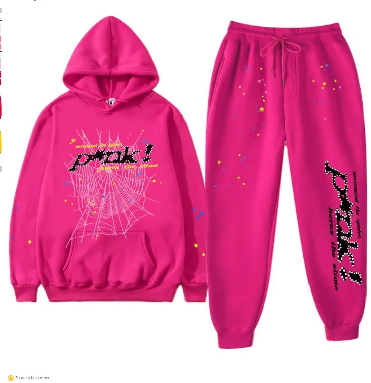 DHgate.com:Spider Hoodies Pink 555555 Men's Sets Hoodie DHgate.com:Spider Hoodies Pink 555555 Men's Sets Hoodie