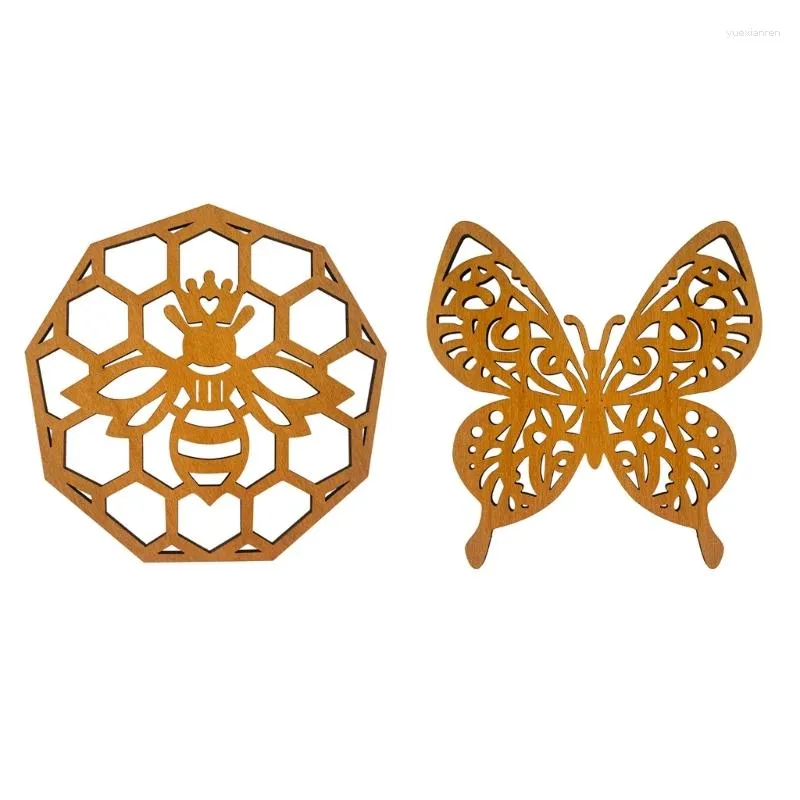 Tazze di piattino in legno Honey abee cavi farfalle a forma di tazze cuscinetti resistenti al calore per donne decorative per la casa uomini