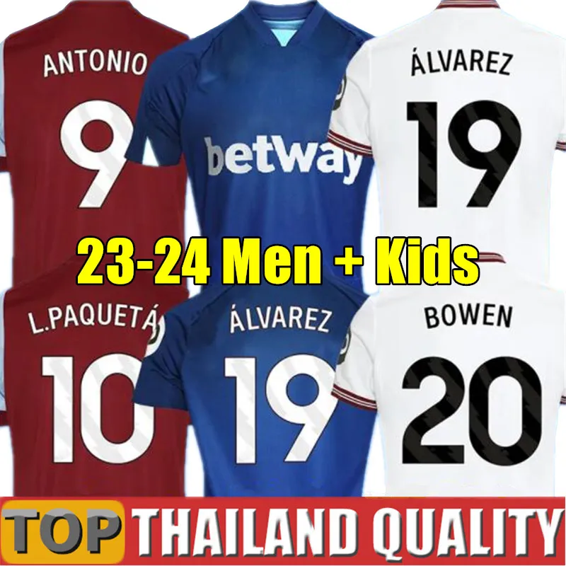 Top tailândia 21 22 WEST HAM camisetas de futebol 2021 2022 LINGARD ANDERSON UNITED RICE NOBLE conjunto de camisa de futebol Homens Kit Infantil uniforme