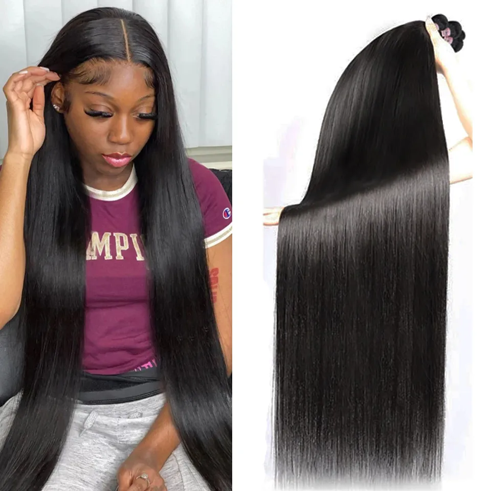 Bone Straight Bundles 100% Cheveux Humains Tissage Brésilien Cheveux 4 Bundles Deal Couleur Naturelle 8-30 Pouce Extensions de Cheveux En Gros