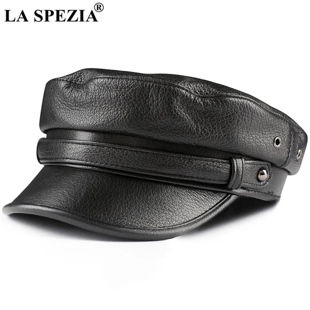 Berets LA SPEZIA sboy Cap Women Genuine Leather Baker Boy Hat Real Sheepskin Ladies Beret Black High Quality Flat 230821